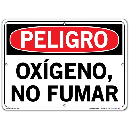 Vestil Aluminum Sign, 10-1/2" Height, 14-1/2" Width, Aluminum, Rectangle, Spanish SI-D-13-C-AL-063-S